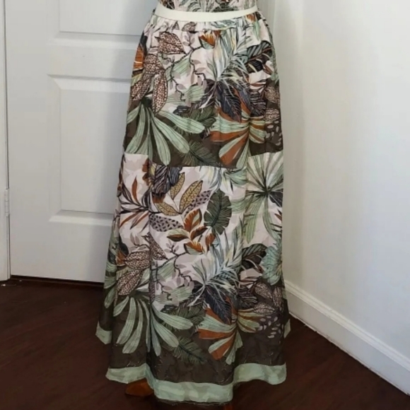 NWT Supernatural by SECRET MISSION Tropical Jungle Sandra Georgette maxi skirt - Picture 2 of 16